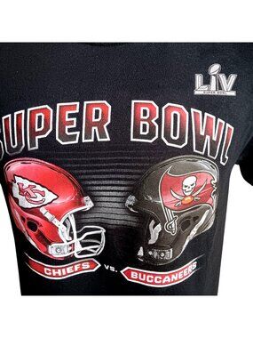 T-Shirt  Medium Super Bowl LIV Chiefs Vs. Buccaneers 100% Cotton  Black